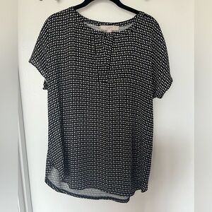 NWT Ann Taylor Navy White Polka Dot Tie Blouse